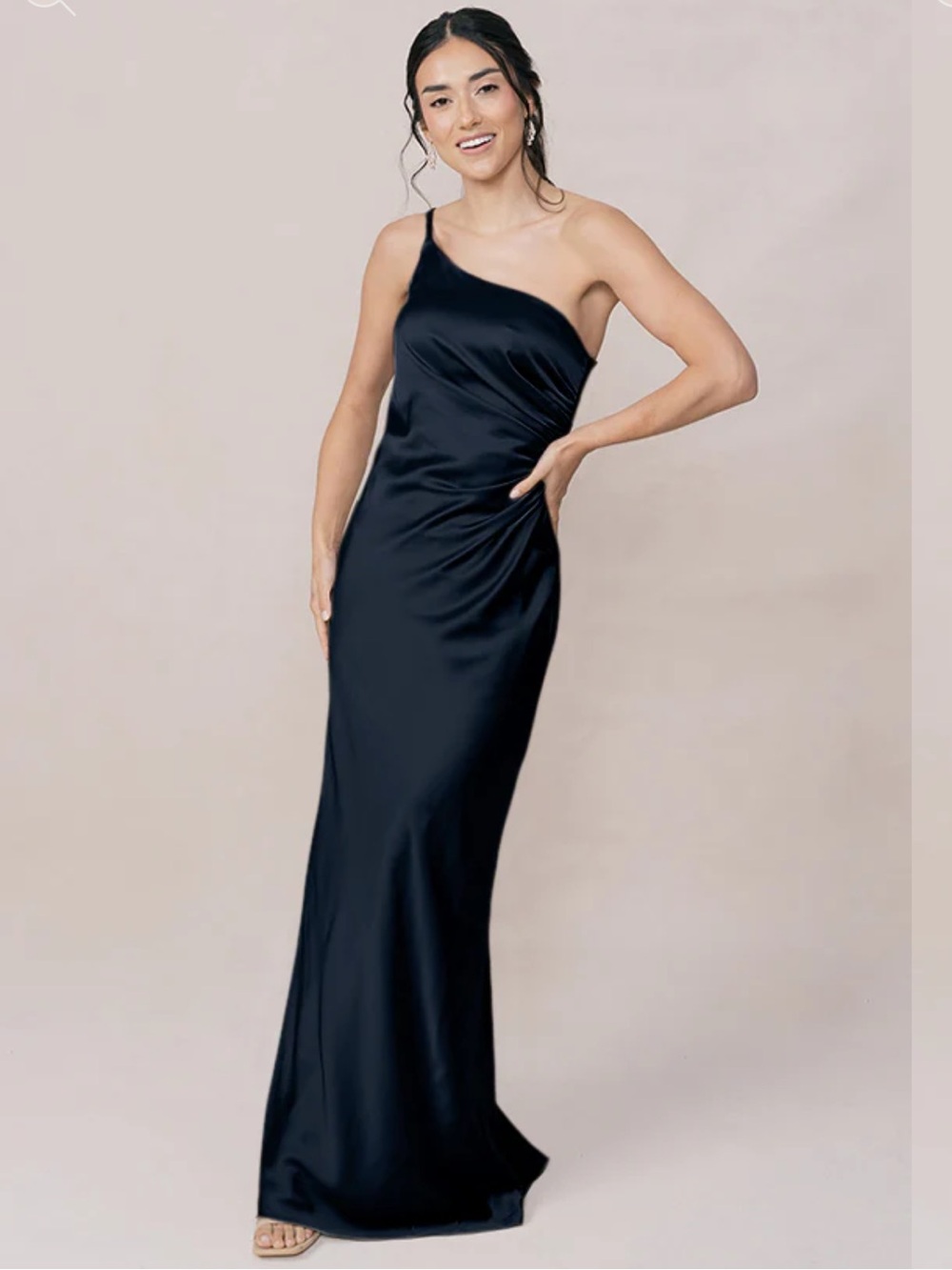 Revelry Jade Satin Dress Navy Blue Size 4